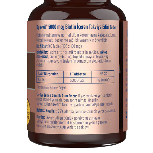 Dynavit Biotin 5000 mcg 100 Tablets