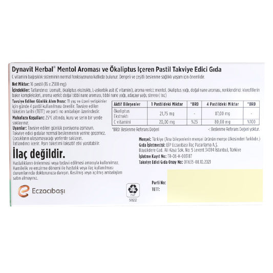 Dynavit Eucalyptus + Vitamin C 16 Lozenges