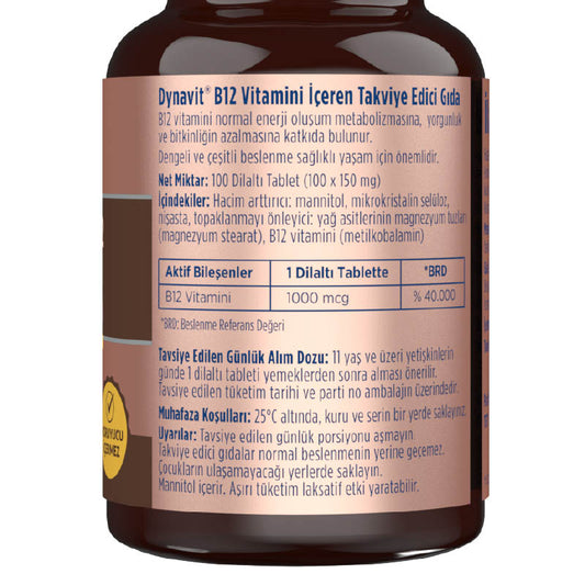 Dynavit Vitamin B12 1000 mcg 100 Tablets