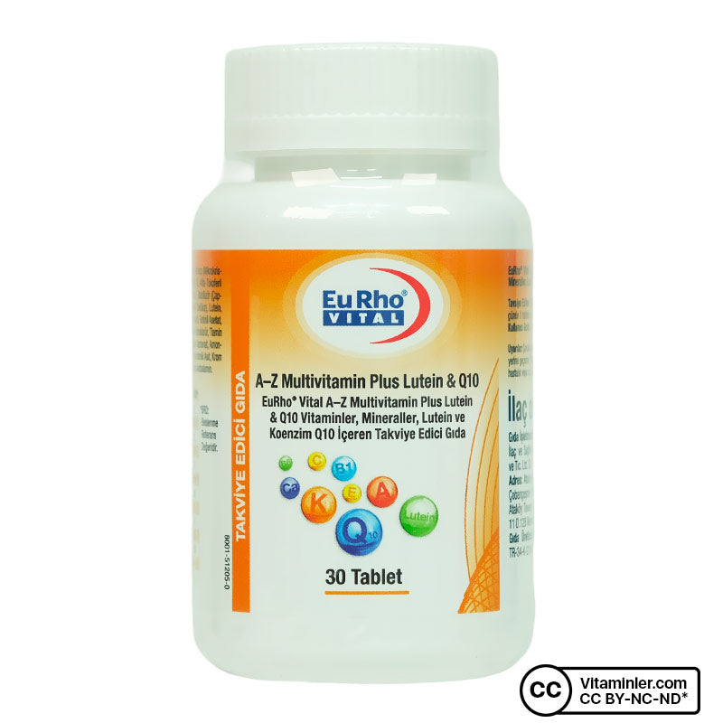 Eurho Vital A-Z Multivitamin Plus Lutein & Q10 30 Tablets