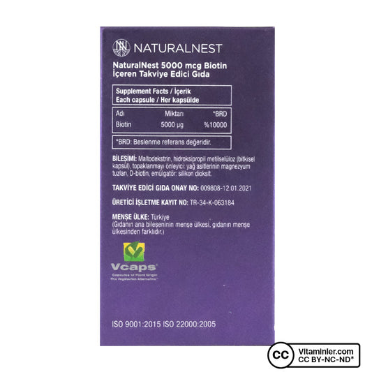 NaturalNest Biotin 5000 mcg 30 Capsules (2 Pack)