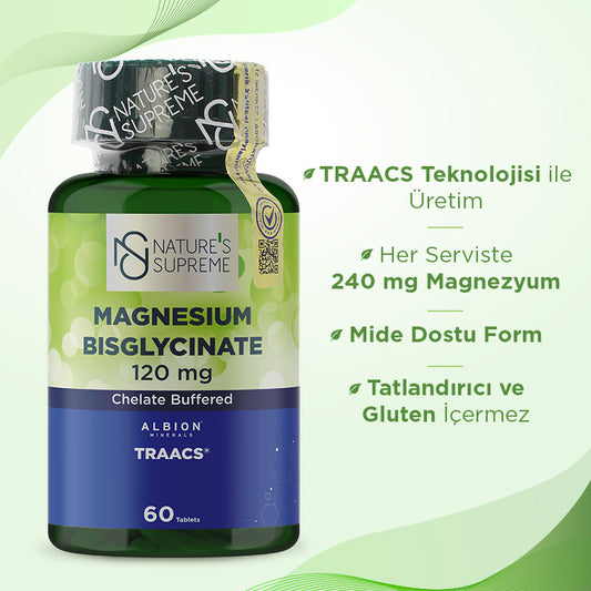 Nature's Supreme Magnesium Bisglycinate 120 mg 60 Tablets