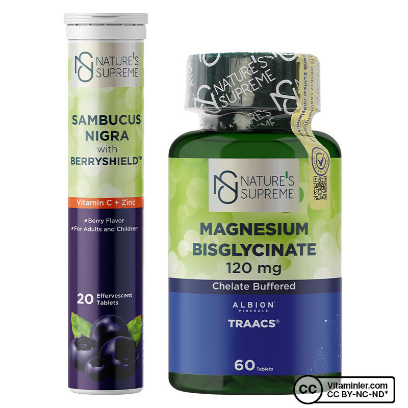 Nature's Supreme Magnesium Bisglycinate 60 Tablets + Sambucus Nigra 20 Effervescent Tablet