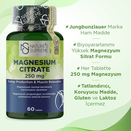 Nature's Supreme Magnesium Citrate 250 mg 60 Tablets