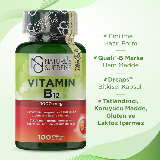 Nature's Supreme Vitamin B12 1000 mcg 100 Capsules