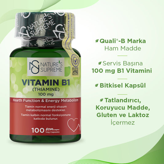 Nature's Supreme Vitamin B1 100 mg 100 Capsules