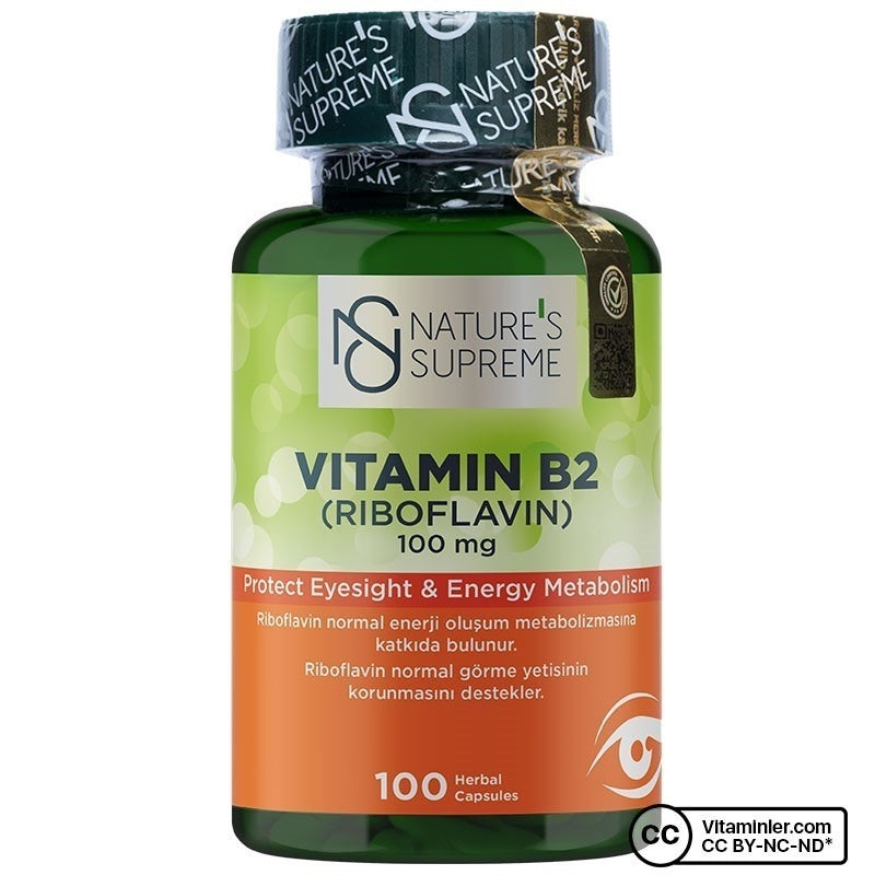 Nature's Supreme Vitamin B2 100 mg 100 Capsules