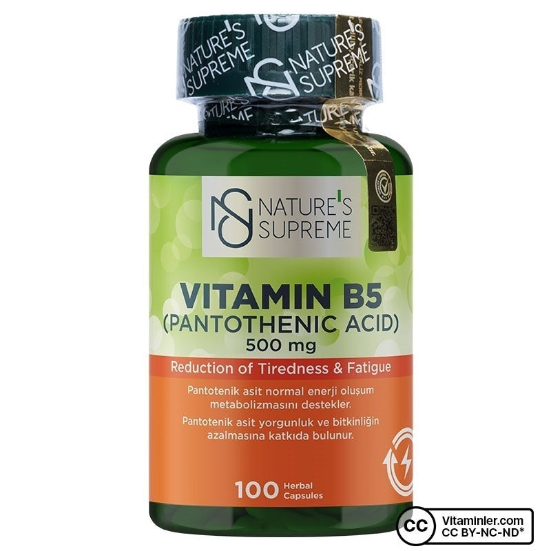 Nature's Supreme Vitamin B5 500 mg 100 Capsules