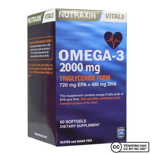 Nutraxin Omega 3 2000 mg 60 Capsules + Vitamin D3 K2 120 Tablets Bundle