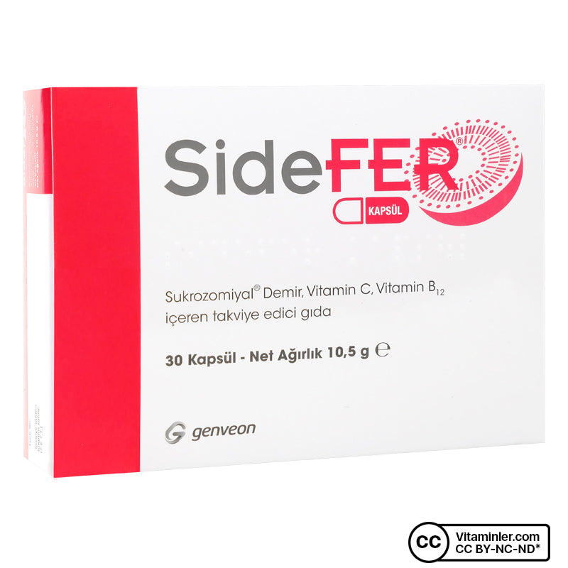 SideFER Sucrosomial Iron, C Vitamin & B12 Vitamin 30 Capsules