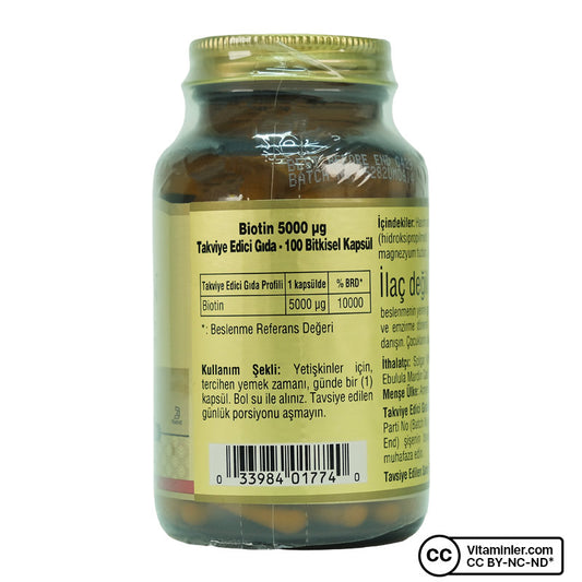 Solgar Biotin 5000 mcg 100 Capsules