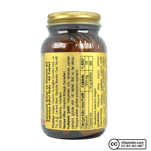Solgar Calcium Citrate with Vitamin D3 60 Tablets