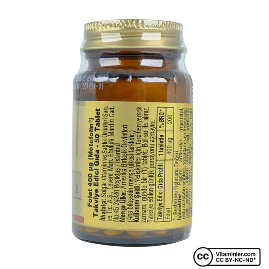 Solgar Folate (Metafolin®) 400 mcg 50 Tablets