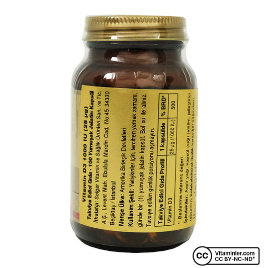 Solgar Vitamin D3 1000 IU 100 Capsules