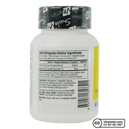 Suda D Vitamin D3 + K2 60 Capsules