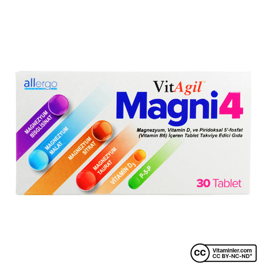 Vitagil Magni4 Magnesium Vitamin D3 P5P 30 Tablets