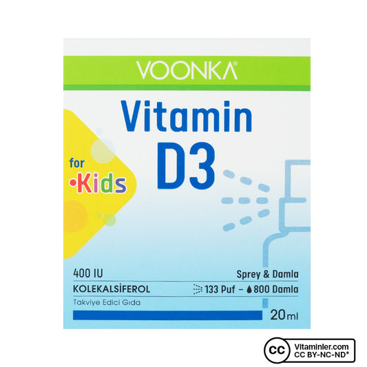 Voonka Vitamin D3 for Kids 400 IU - Spray & Drops 20 mL
