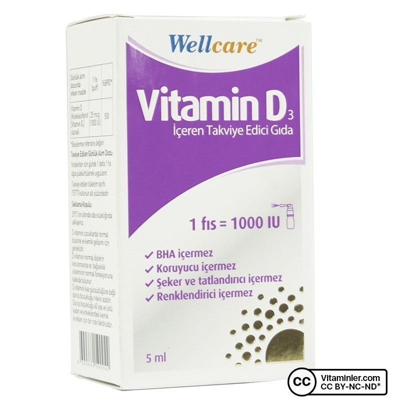 Wellcare Vitamin D3 1000 IU 5 mL Spray