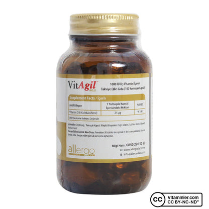 Allergo VitAgil Gold Vitamin D3 1000 IU 100 Capsules