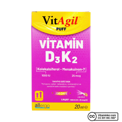 Allergo VitAgil Vitamin D3 + K2 20 mL Spray