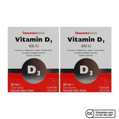 Imuneks Vitamin D3 400 IU 20 mL Spray (2 Pack)