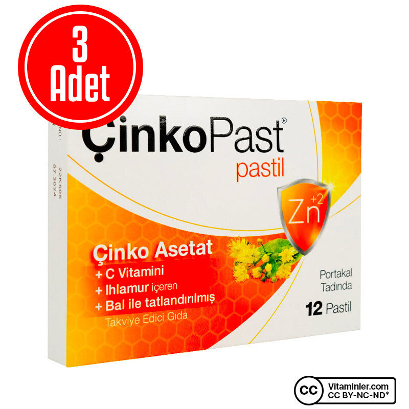 Çinkopast Vitamin C Linden Honey 12 Lozenges (3 Pack)