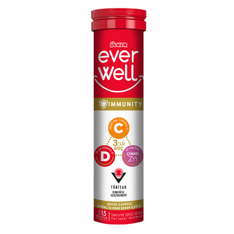 Ülker Everwell Vitamin C-D-Zinc-Acerola 15 Effervescent Tablets