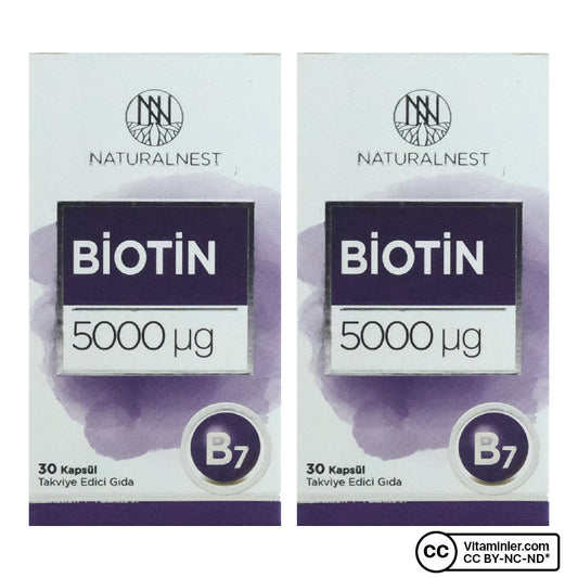 NaturalNest Biotin 5000 mcg 30 Capsules (2 Pack)