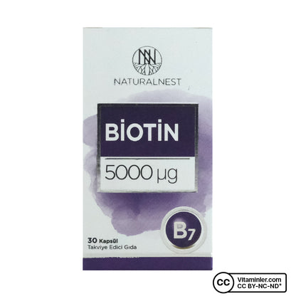 NaturalNest Biotin 5000 mcg 30 Capsules