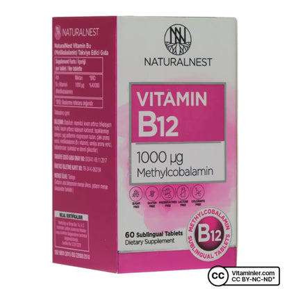 NaturalNest Vitamin B12 1000 mcg 60 Sublingual Tablets