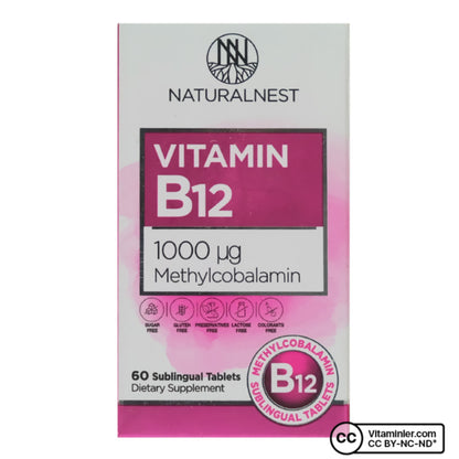 NaturalNest Vitamin B12 1000 mcg 60 Sublingual Tablets