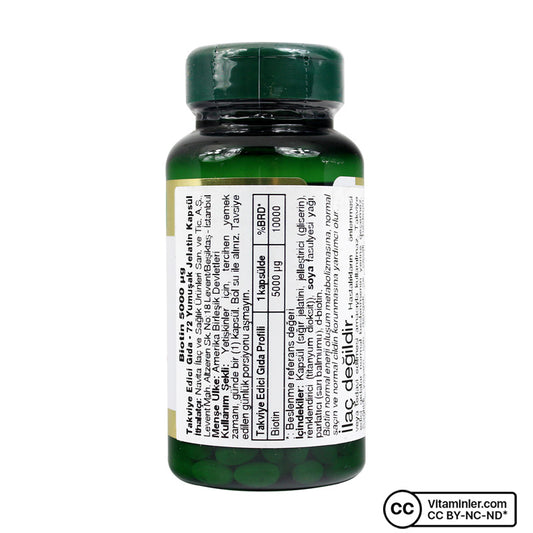 Nature's Bounty Biotin 5000 mcg 72 Capsules