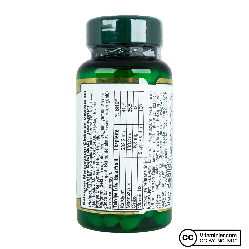 Nature's Bounty Calcium Magnesium Zinc 100 Tablets