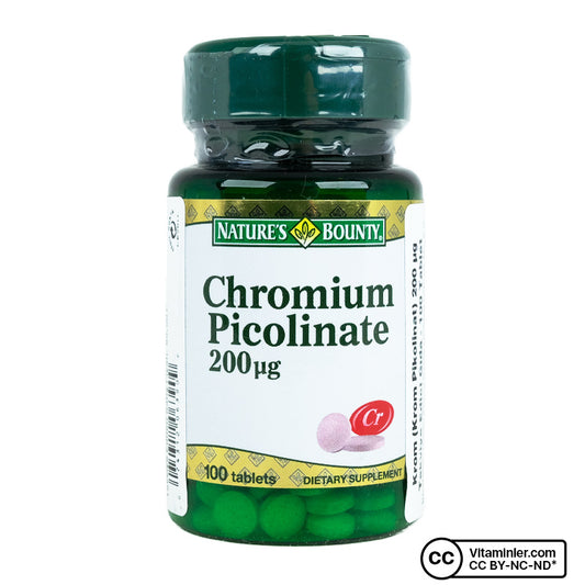 Nature's Bounty Chromium Picolinate 200 mcg 100 Tablets