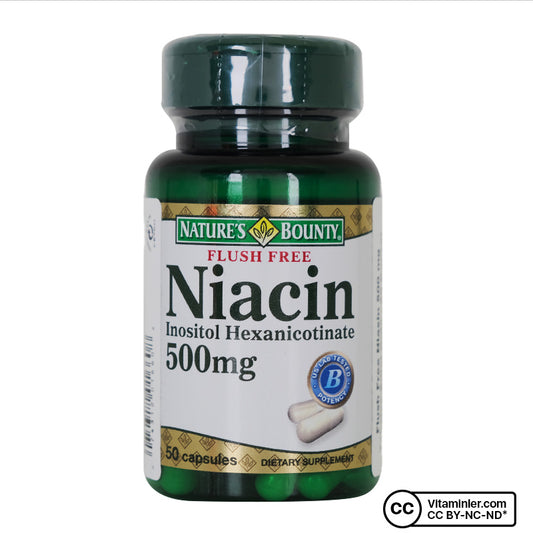 Nature's Bounty Flush Free Niacin 500 mg 50 Capsules