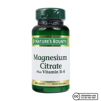 Nature's Bounty Magnesium Citrate Plus Vitamin B6 60 Tablets