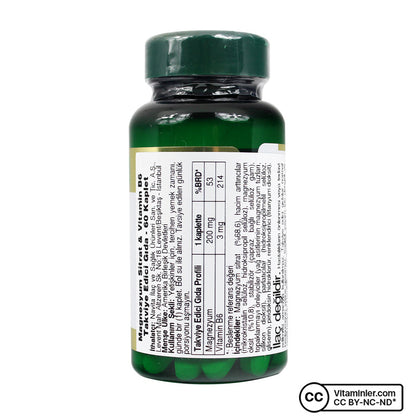 Nature's Bounty Magnesium Citrate Plus Vitamin B6 60 Tablets