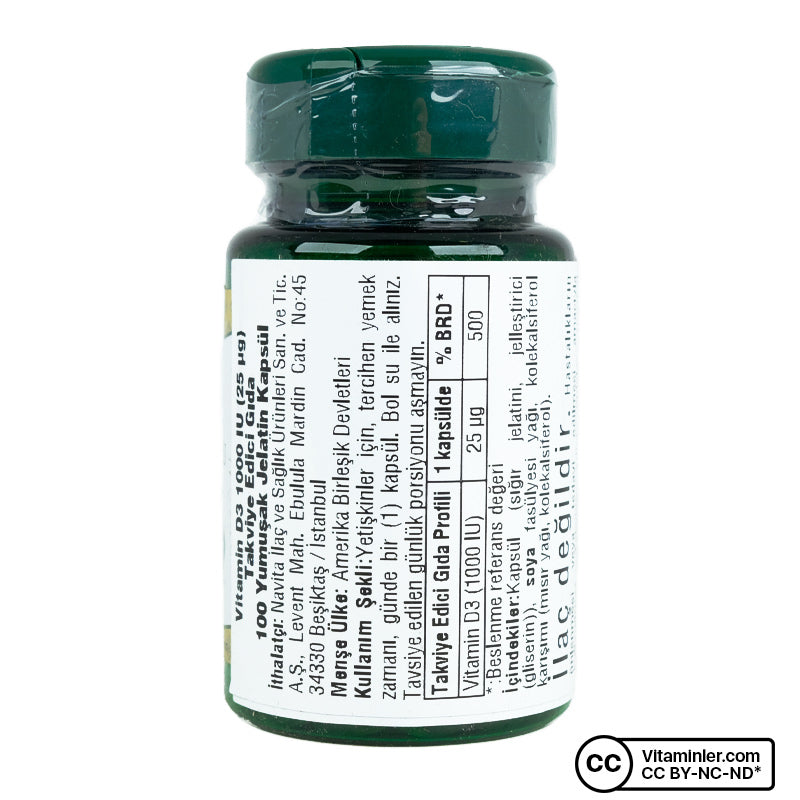 Nature's Bounty Vitamin D3 1000 IU 100 Capsules
