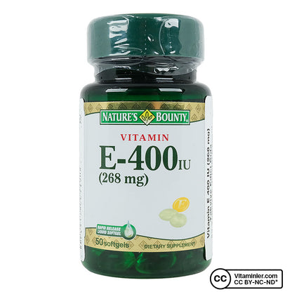 Nature's Bounty Vitamin E 400 IU Pure d-Alpha 50 Capsules