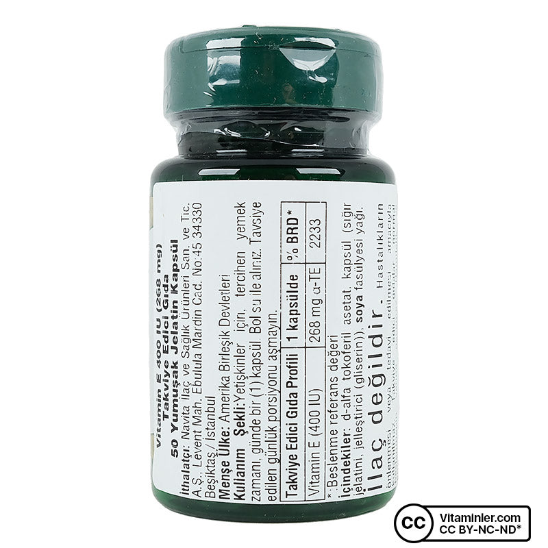 Nature's Bounty Vitamin E 400 IU Pure d-Alpha 50 Capsules