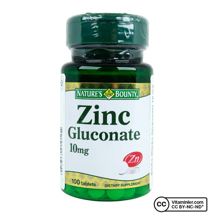 Nature's Bounty Zinc Gluconate 10 mg 100 Tablets
