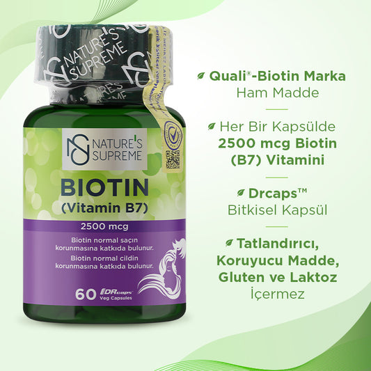 Nature's Supreme Biotin 2500 mcg 60 Capsules
