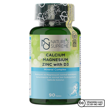 Nature's Supreme Calcium Magnesium Zinc with D3 90 Tablets