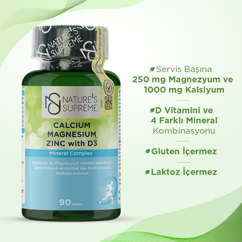 Nature's Supreme Calcium Magnesium Zinc with D3 90 Tablets