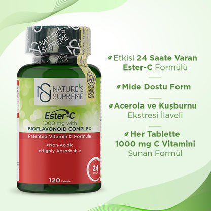 Nature's Supreme Ester-C 1000 mg Vitamin C 120 Tablets