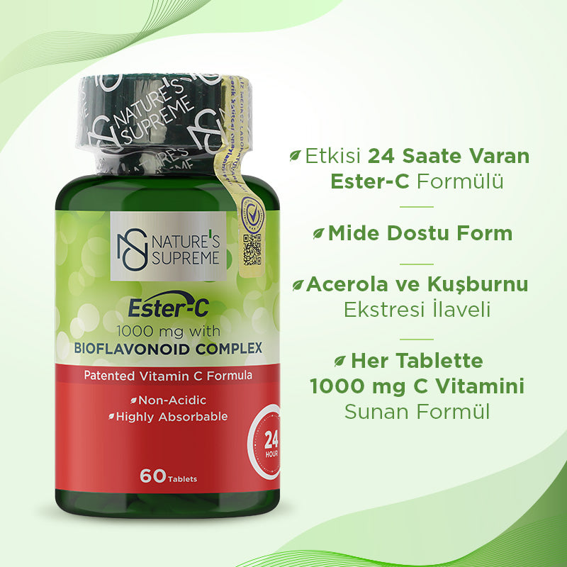 Nature's Supreme Ester-C 1000 mg Vitamin C 60 Tablets