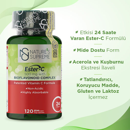 Nature's Supreme Ester-C 500 mg Vitamin C 120 Capsules