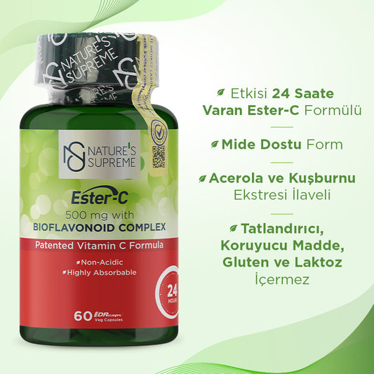 Nature's Supreme Ester-C 500 mg Vitamin C 60 Capsules