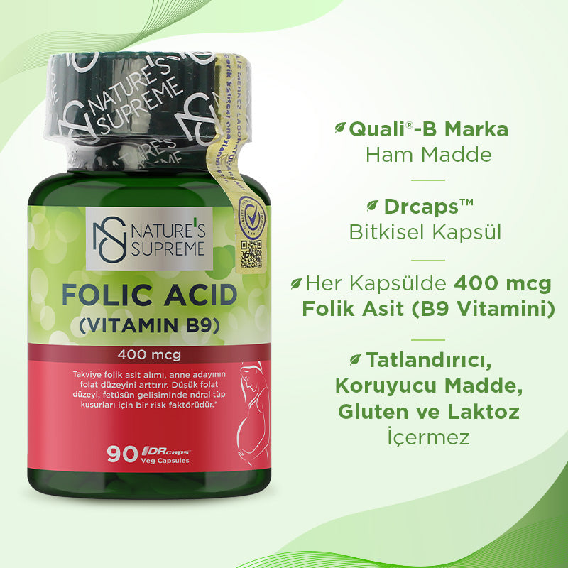 Nature's Supreme Folic Acid 400 mcg 90 Capsules