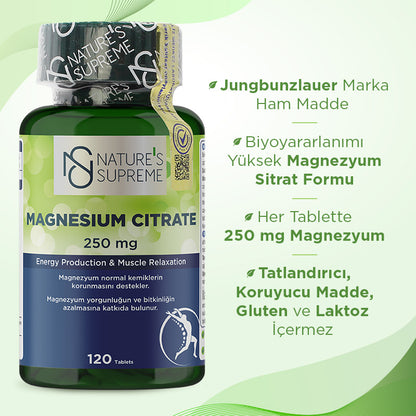 Nature's Supreme Magnesium Citrate 250 mg 120 Tablets